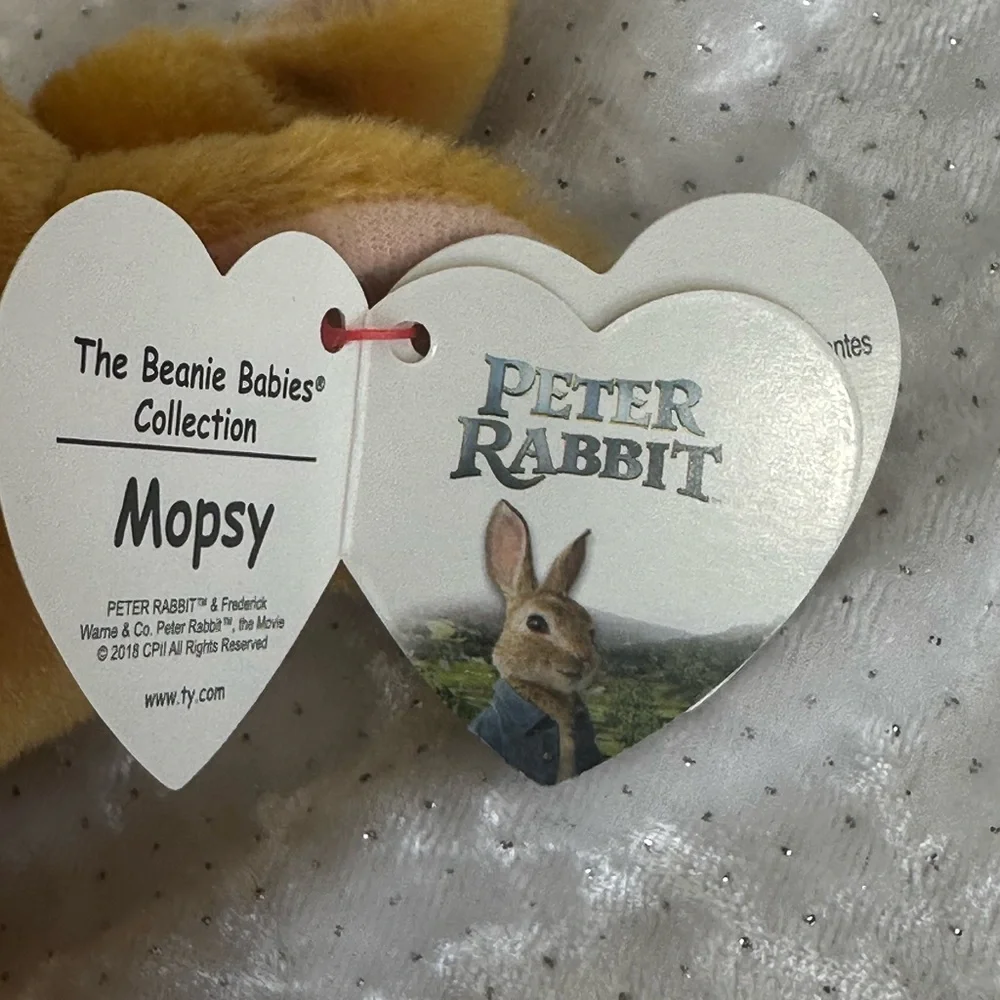Ty Beannie Babies Peter Rabbit “Mopsy” Set of 2 2018 Movie Edition with tags